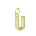 Pendentif lettre U en acier inoxydable plaqué or 18k avec une finition miroir brillante - Lettre U (Jaune Éclatant)