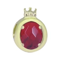 Abalorio de corona dorada con gran gema ovalada roja y detalles laterales finos - 27