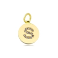 18k vergulde roestvrijstalen ronde hanger met letter S en fonkelende kristallen - Set van 3 / Letter S (Geel)