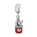 Pendentif en argent avec pot à crayons en émail rouge et détails en zircone - Porte-stylo