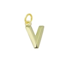 Pendentif lettre V en acier inoxydable plaqué or 18k avec finition miroir - Lettre V (Or)
