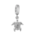 Silver sea turtle charm bead with sparkling crystal shell for DIY jewelry making - Sea Turtle (NO.16)