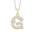 Macro shot of gold pendant letter G with sparkling white cubic zirconia stones - Letter G Pendant Only (Without Chain)
