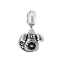 Charm de téléphone rétro en argent S925 oxydé pour pendentif de bracelet DIY - Téléphone Rétro