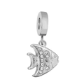 Silver tropical fish charm bead with sparkling cubic zirconia for DIY bracelets - Tropical Fish (NO.17)