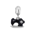 Pendentif machine à coudre en émail noir et argent pour bracelets personnalisés - Forme de machine à coudre