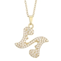 Detailed view of a gold-plated letter H pendant with shimmering cubic zirconia stones - Letter N Pendant Only (Without Chain)