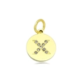 18k vergulde roestvrijstalen ketting met een glanzende letter X hanger met kristal - Set van 3 / Letter X (Citroengeel)