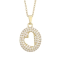 Macro shot of gold-plated letter D pendant necklace with full pavé cubic zirconia - Letter O Pendant Only (Without Chain)