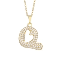 Detail of a gold-plated heart pendant necklace with micro-pave cubic zirconia crystals - Letter Q Pendant Only (Without Chain)