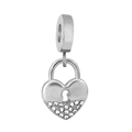 Charm cadenas cœur en argent avec zircons pavés pour bracelets et colliers - Cadenas cœur