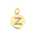 Ronde gouden hanger met letter Z gravure en ingelegde sprankelende kristallen - Set van 3 / Letter Z (Gembergeel)