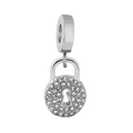 Pendentif cadenas en argent avec pavé de cristaux et trou de serrure pour bracelets - Cadenas en Strass
