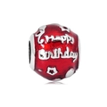 Detail of 316L stainless steel birthday charm with red enamel and Happy Birthday text - Red Happy Birthday Star Style (NO.9)