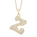Close-up of golden number 2 heart pendant necklace with shimmering pave set cubic zirconia - Letter Z Pendant Only (Without Chain)