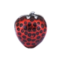 Red strawberry charm bead with silver leaves for DIY bracelet jewelry making - Red Strawberry Style
