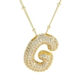 Collana con ciondolo a lettera G a bolla in oro 18 carati e pavé di zirconi lucidi - Lettera G (Solo ciondolo)