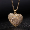 Collana con pendente a cuore placcata in oro 18K con pietre di zirconia cubica lucide - F (Ciondolo Singolo)