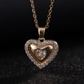 Collana con ciondolo a cuore in rame placcato oro 18K con pietre di zircone scintillanti - C (Ciondolo Singolo)
