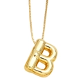 3D balloon letter B pendant necklace in polished 18K gold plated copper with box chain - Letter B