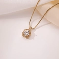 Gold plated box chain necklace with an octagonal perfume bottle pendant set in zircon - Pendant Only (Without Chain) / White