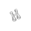 Polished silver 26 letters pendant featuring a chunky liquid metal style H-shaped design - Letter H / Silver