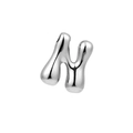 Polished silver metal 26 letters pendant necklace with chubby letter N design - Letter N / Silver
