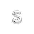 S925 sterling silver puffy letter S pendant with high-polished mirror finish - Letter S / Silver