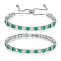 Set bracciali tennis hip hop 4mm in argento con zirconi verde smeraldo e trasparenti - Set di bracciali / Verde e Bianco