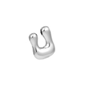 Polished silver irregular U-shaped metal ear cuff with liquid lava design style - Letter U / Silver