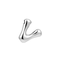 Polished silver 26 English letter V pendant necklace with a 3D chunky metallic finish - Letter V / Silver
