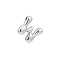 Polished silver puffy letter pendant with modern liquid metal texture and mirror finish - Letter W / Silver