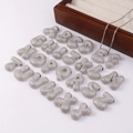 Chunky silver bubble letters necklace set with sparkling zircons and 3D puffy design - Letter A Pendant / Silver