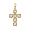 Kreuzanhänger mit weißen Zirkonia-Steinen und hellgrünem Rand in Gold-Finish - Stil 3 (Anhänger Ohne Kette)