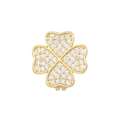 Detailed view of a gold clover charm with white zircon pavé setting for DIY bracelets - Gold Four-Leaf Clover Style (NO.3)