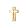 Detail of a gold-plated cross pendant featuring sparkling white cubic zirconia stones - Gold Cross Style (NO.5)