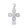 Kruis hanger ketting met kleurrijke zirkoon edelstenen in zilveren micro-pave zetting - Stijl 6 (Hanger Zonder Ketting)