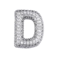 Nahaufnahme des Buchstabens D Anhänger mit weißen Zirkonia-Steinen in Silber-Optik - Buchstabe D