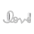 Macro view of silver-plated copper Love slider charm with pavé cubic zirconia - Silver Cursive Love (NO.12)