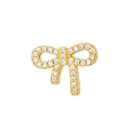 Close-up of golden bow-shaped jewelry charm with micro-paved cubic zirconia stones - Gold Bow Style (NO.13)