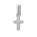 Close-up of silver cross pendant with pavé-set clear zircons and rectangular clasp - Silver Fully Pave Cross (NO.16)