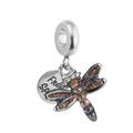 Silver bead charm with colorful dragonfly and Free Spirit engraved round pendant - Dragonfly Free Spirit Plate Style (1)