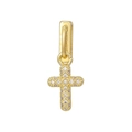 Detailed view of a gold-plated cross charm with cubic zirconia for DIY bracelets - Gold Fully Pave Cross (NO.15)