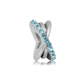 Détail du pendentif en X argenté avec pavé de pierres de zircon bleu clair - Style X Strass Bleu Clair (NO.9)