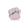 Perle de patte de chien en émail rose en acier inoxydable pour bracelets DIY - Style Empreinte Rose (NO.5)