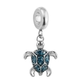 Silberner Meeresschildkröten-Anhänger mit glitzerndem blauem Panzer für DIY-Armbänder - Blauer Glitzer Schildkröte Silber Stil (7)