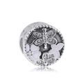 Macro detail of silver charm bead with dragonfly, purple enamel and zircon stones - Pink Purple Dragonfly Floral Style (NO.2)