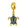 Goldener Schildkröten-Charm mit blauem Glitzer-Emaille für DIY-Armbänder und Halsketten - Blaugrüner Glitzer Schildkröte Gold Stil (8)
