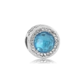 DIY bead charm in 316L stainless steel with a round blue stone and white zircon stones - Silver Blue Water Ripple Gemstone Style (16)