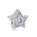 Macro shot of silver star charm with pave-set clear cubic zirconia for bead bracelets - Pave Pentagram Star (7)